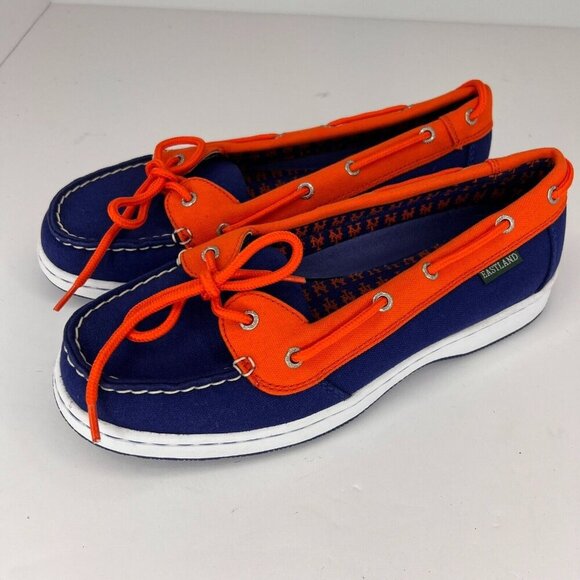 Eastland Shoes - Eastland Womens 2562-18 Blue Sunset Canvas Lace Up Size 8.5M Boat Shoes